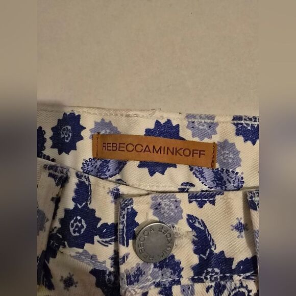 Rebecca Minkoff Crossby Boyfriend Shorts in White and Blue - Picture 3 of 13